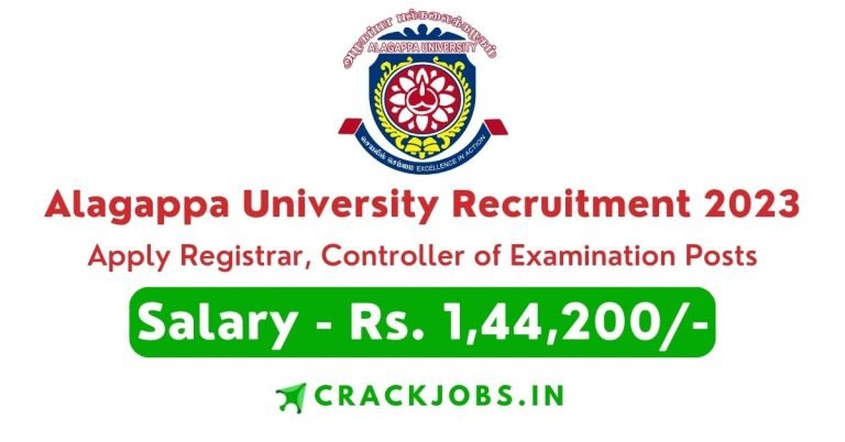 Alagappa University Recruitment 2023 Apply Registrar, Controller of Examination Posts