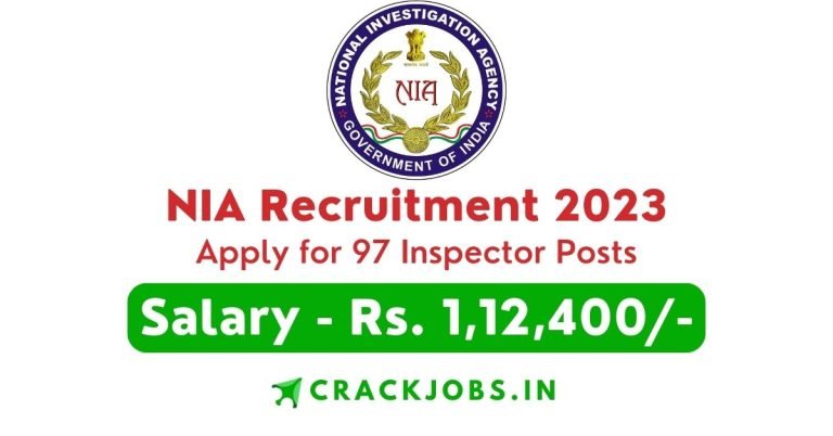 NIA Recruitment 2023 Apply for 97 Inspector Posts